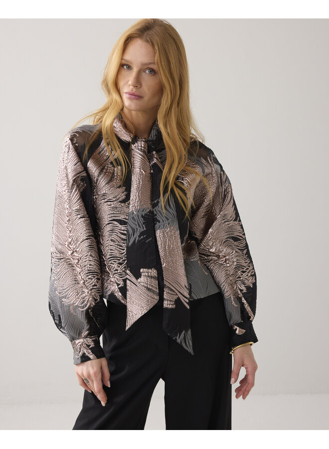 2s3394-12336 120 Summum Top leaves jacquard multicolour