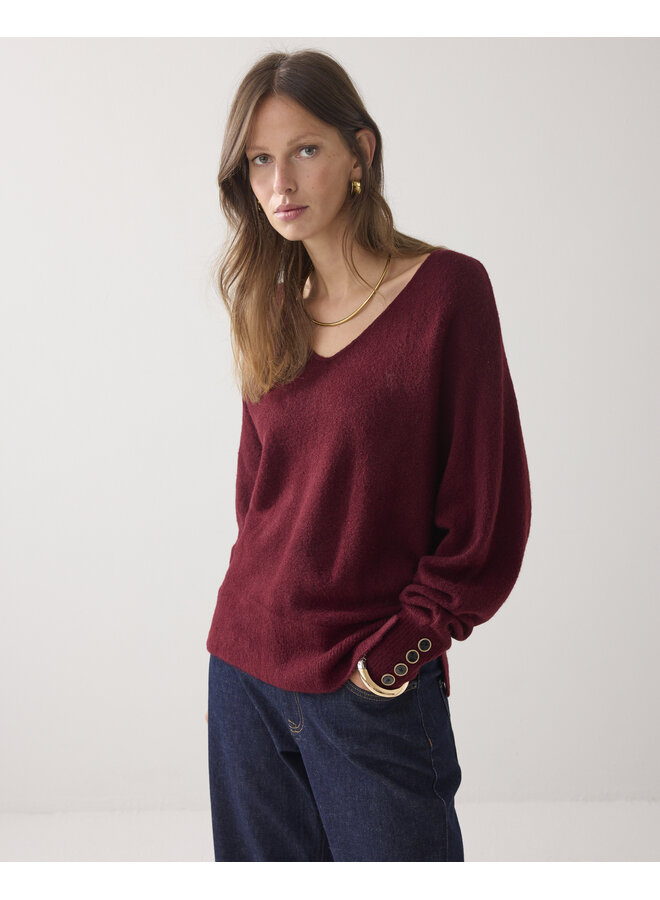 7s7927-7975 558 Summum oversized sweater wool elastane blend knit Merlot