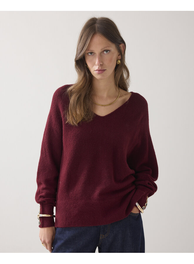 7s7927-7975 558 Summum oversized sweater wool elastane blend knit Merlot