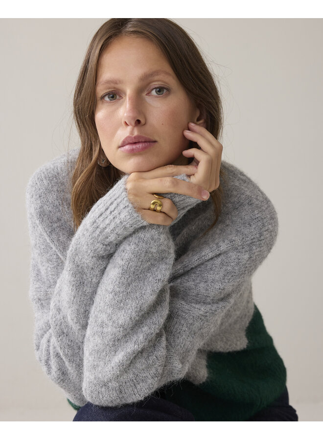 7s7963-7997 825 Summum Sweater Cozy melange knit Mid grey