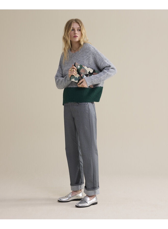 7s7963-7997 825 Summum Sweater Cozy melange knit Mid grey