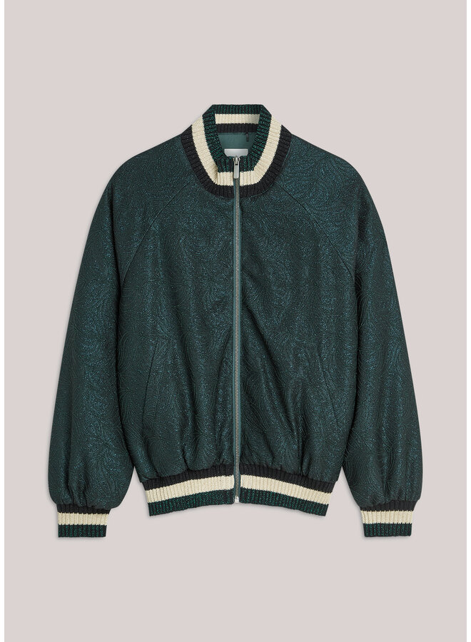 1s1273-12333 650 Summum Bomber jacket Glitter jacquard Emerald green
