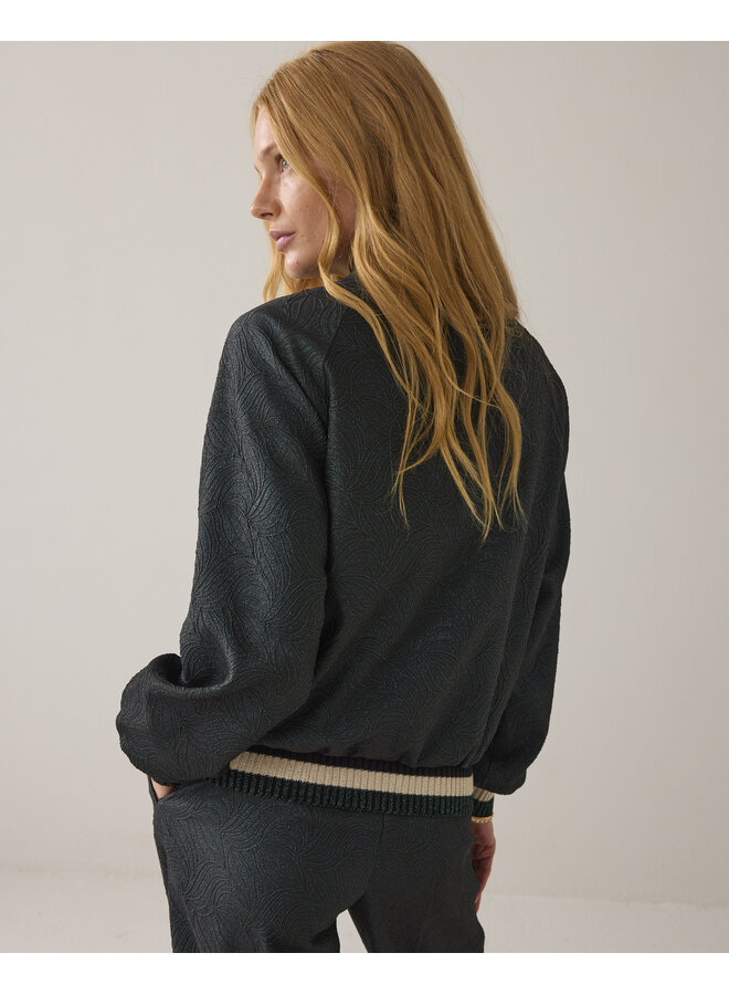 1s1273-12333 650 Summum Bomber jacket Glitter jacquard Emerald green