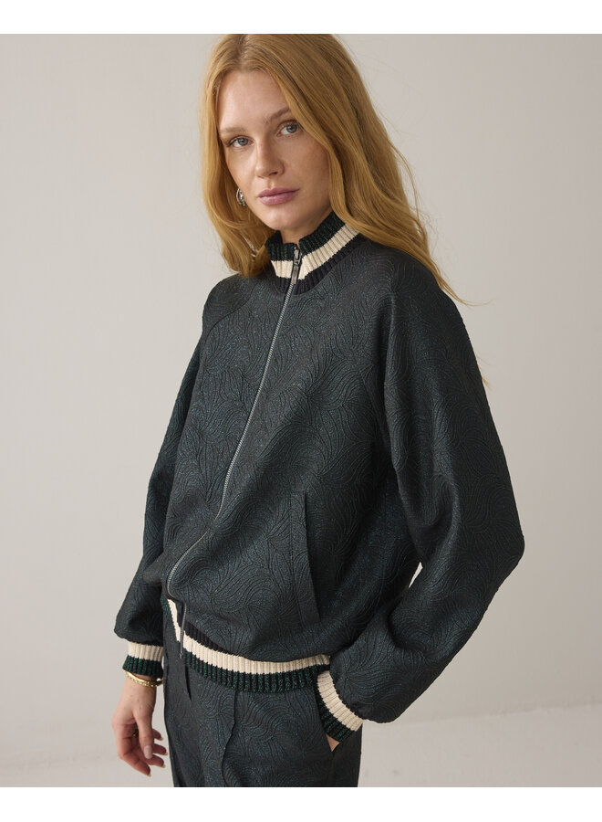 1s1273-12333 650 Summum Bomber jacket Glitter jacquard Emerald green