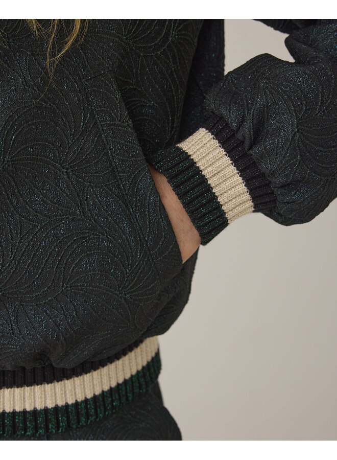 1s1273-12333 650 Summum Bomber jacket Glitter jacquard Emerald green