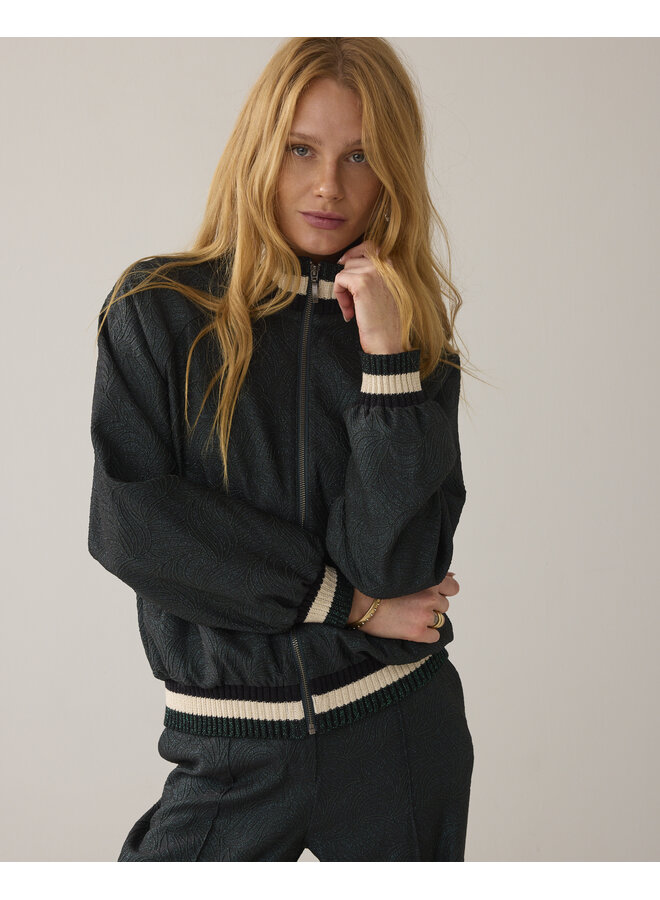 1s1273-12333 650 Summum Bomber jacket Glitter jacquard Emerald green