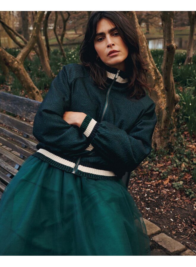 1s1273-12333 650 Summum Bomber jacket Glitter jacquard Emerald green