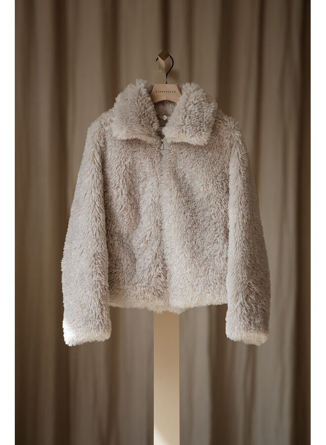 Sallie.7002514 Rino & Pelle Jacket with zipper closure Birch mongolian fur