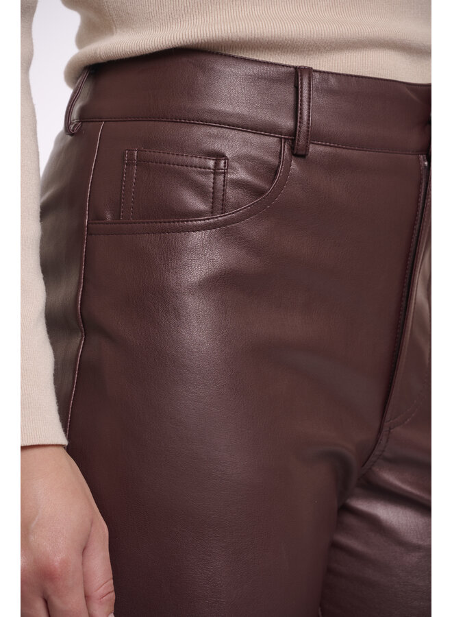 CorianRegular.7502511 Rino & Pelle regular length straight leg PU pants chocolate bean