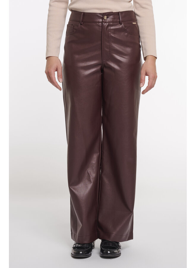 CorianRegular.7502511 Rino & Pelle regular length straight leg PU pants chocolate bean