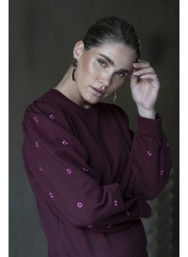 52870-21 485 Geisha Sweater with pearls port/pink