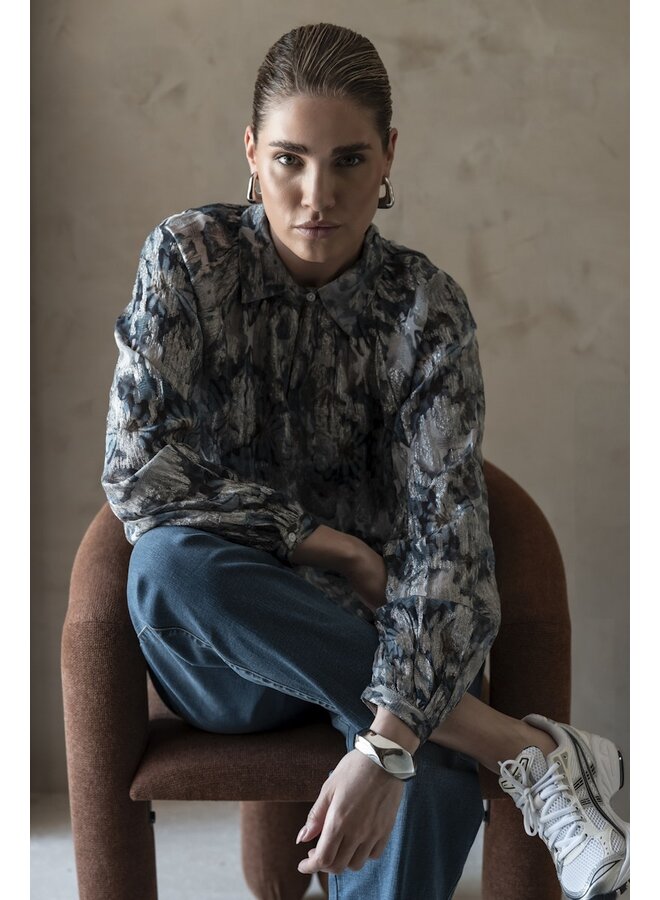 53850-81 625 Geisha Blouse blue/silver