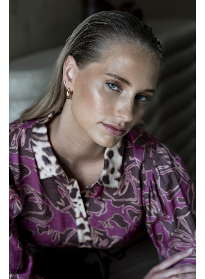 53937-20 765 Geisha blouse mocca/fuchsia