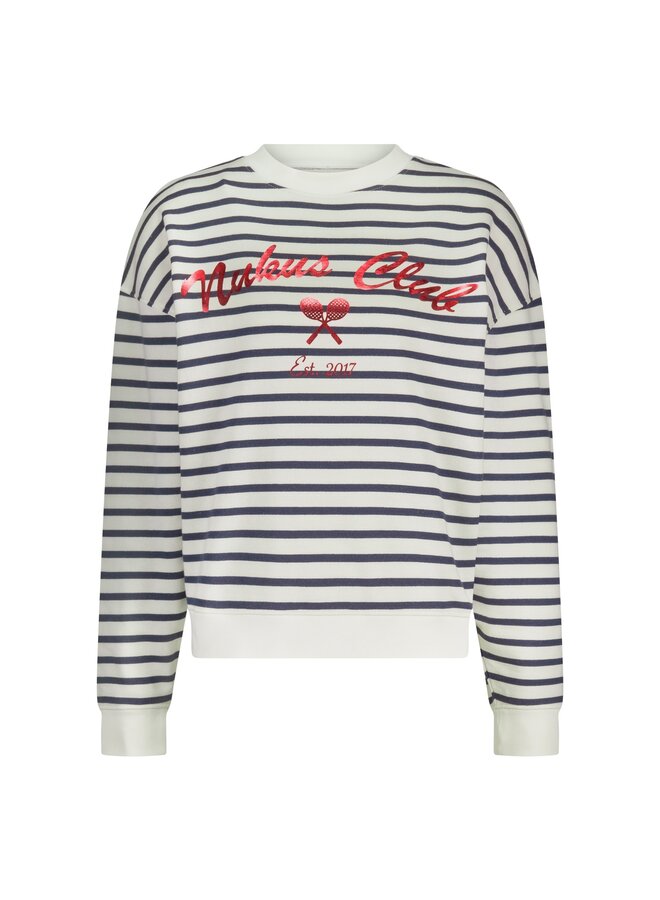 NKS03033 137 Nukus Paige Sweater Stripe White/Blue
