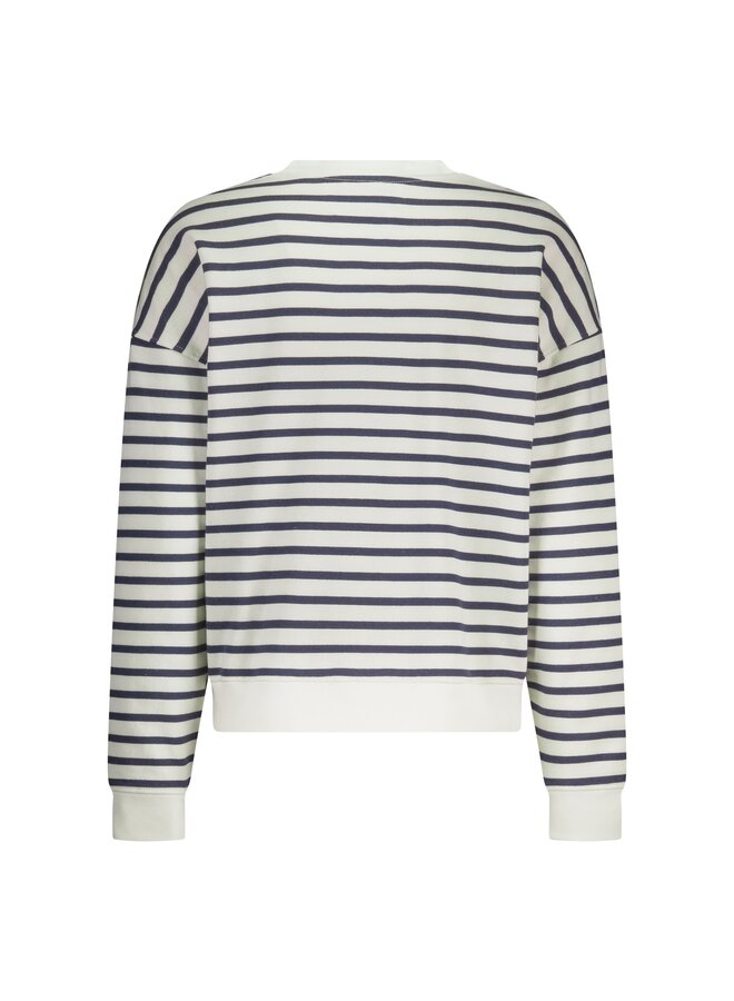 NKS03033 137 Nukus Paige Sweater Stripe White/Blue