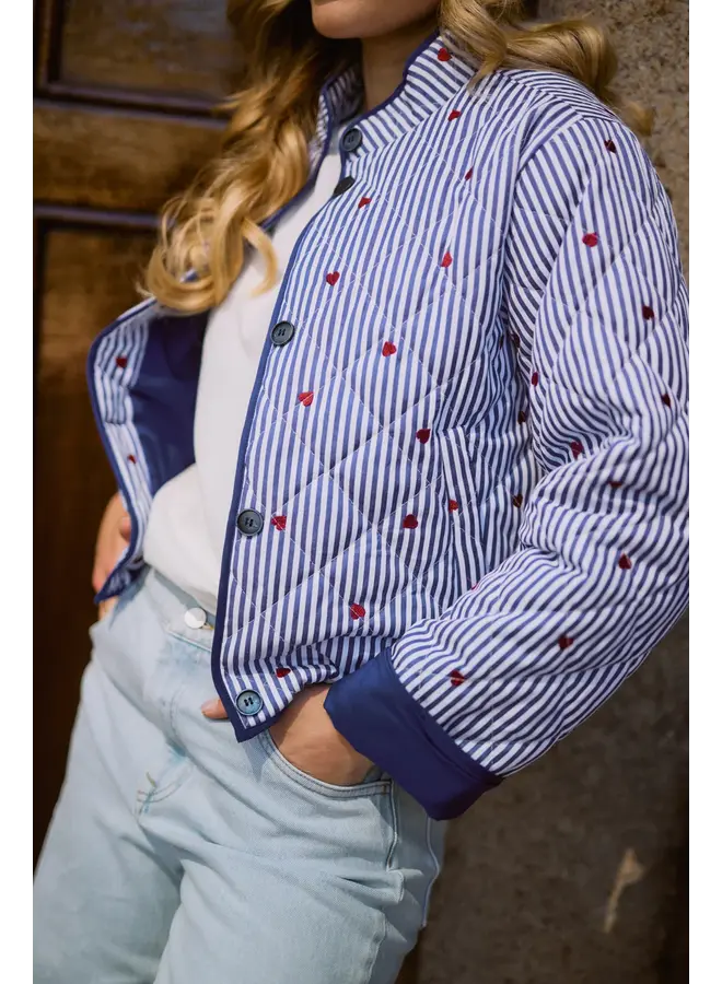 NKS13053 219 Nukus June Jacket Stripe Offwhite/Navy