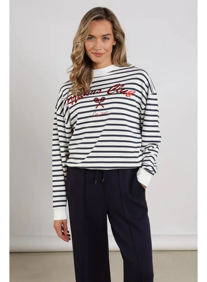 NKS03033 137 Nukus Paige Sweater Stripe White/Blue