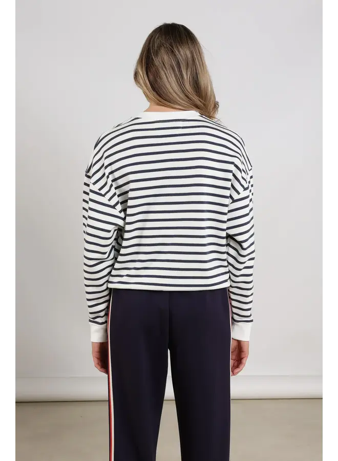 NKS03033 137 Nukus Paige Sweater Stripe White/Blue