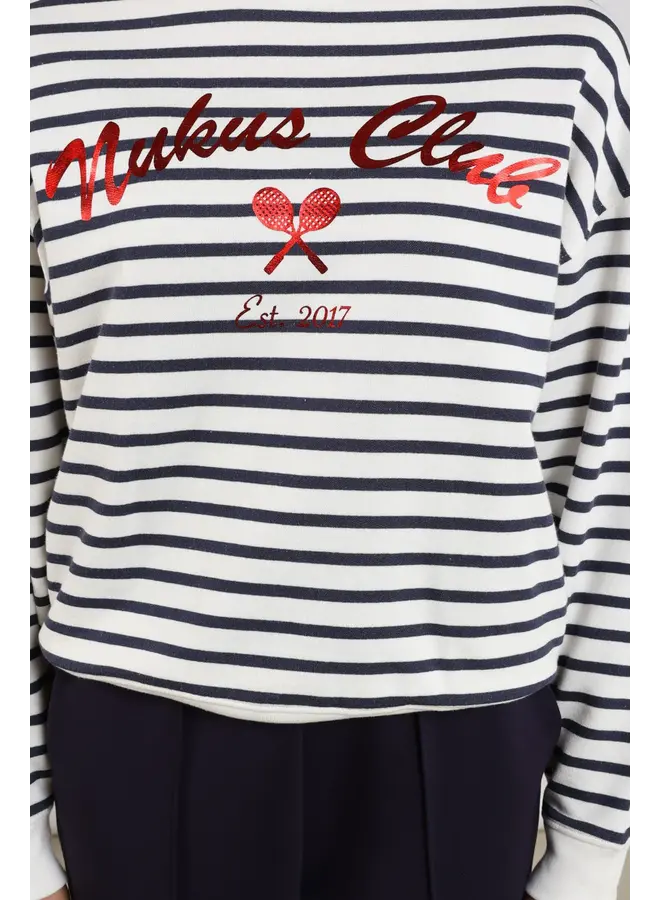 NKS03033 137 Nukus Paige Sweater Stripe White/Blue
