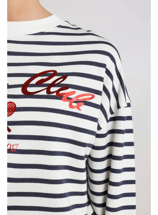 NKS03033 137 Nukus Paige Sweater Stripe White/Blue