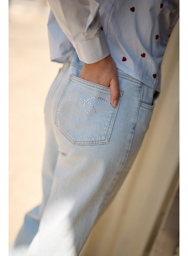 NKF09053 24 Nukus Abby Pants Denim Strass Bleached Denim