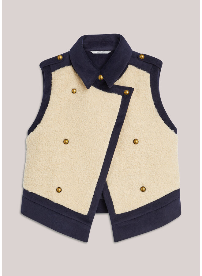 9s262-12398 495 Summum Gilet Boucle wool mix Midnight blue