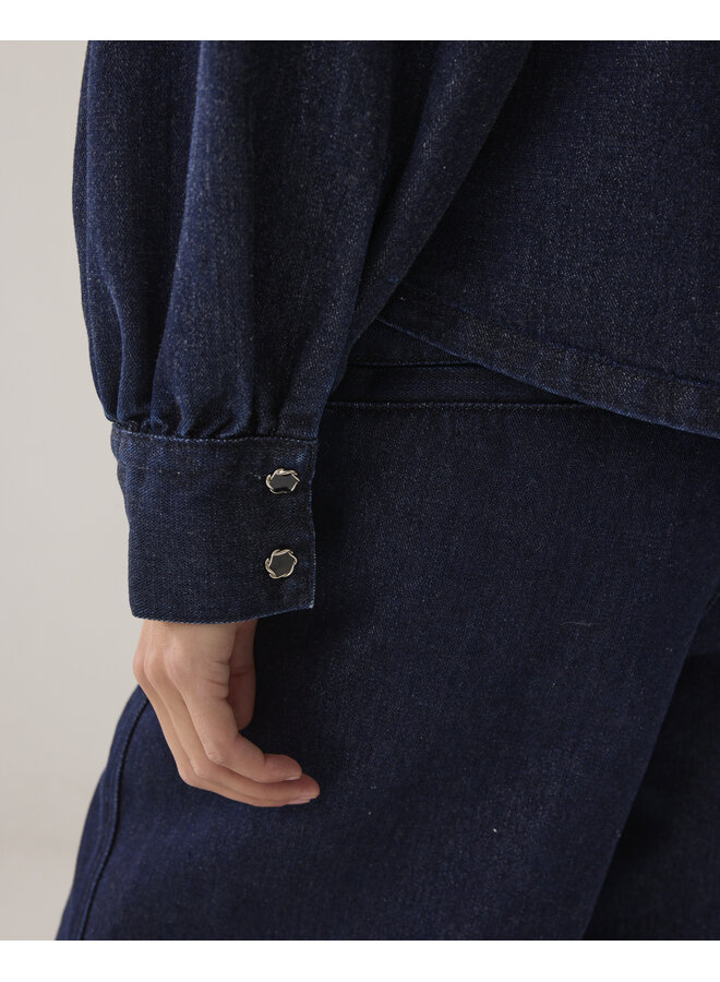 2s3381-5203 492 Summum Blouse Cotton lurex denim Night blue denim