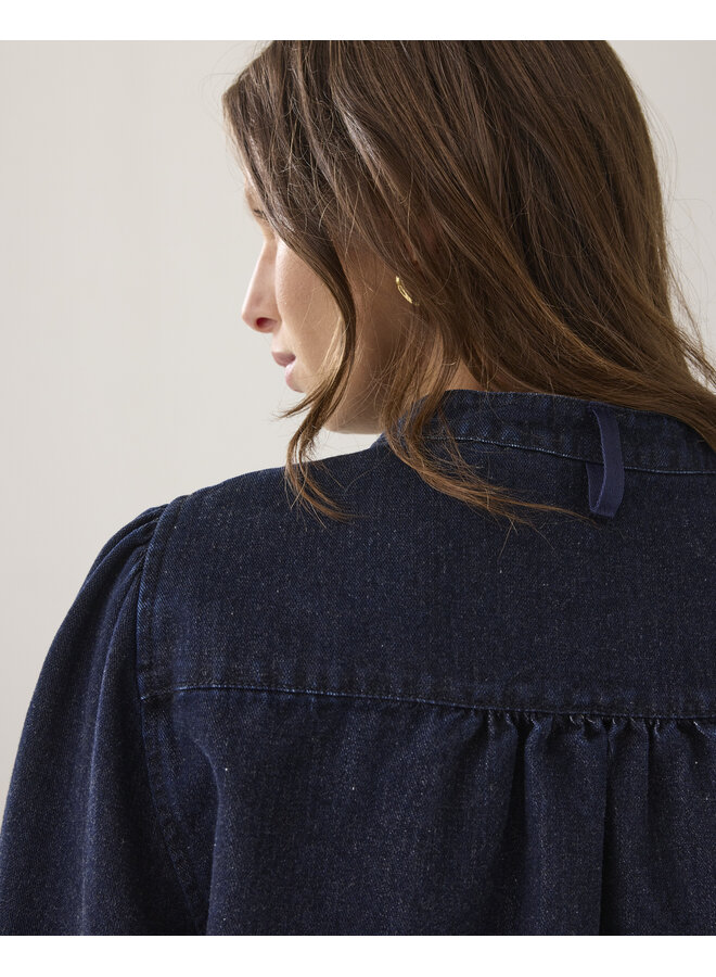 2s3381-5203 492 Summum Blouse Cotton lurex denim Night blue denim