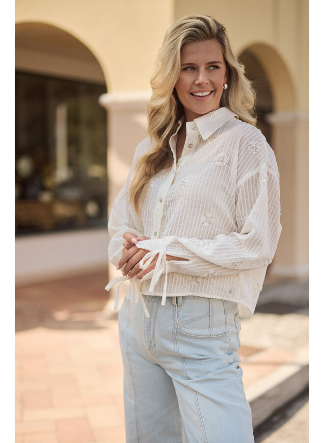 NKS02200 17 Nukus Bailey Blouse Beads Off White