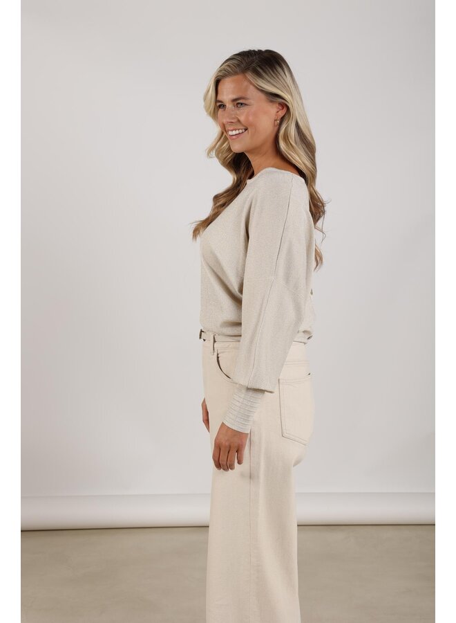 NKS03055 9 Nukus Jorien Pullover Lurex Sand