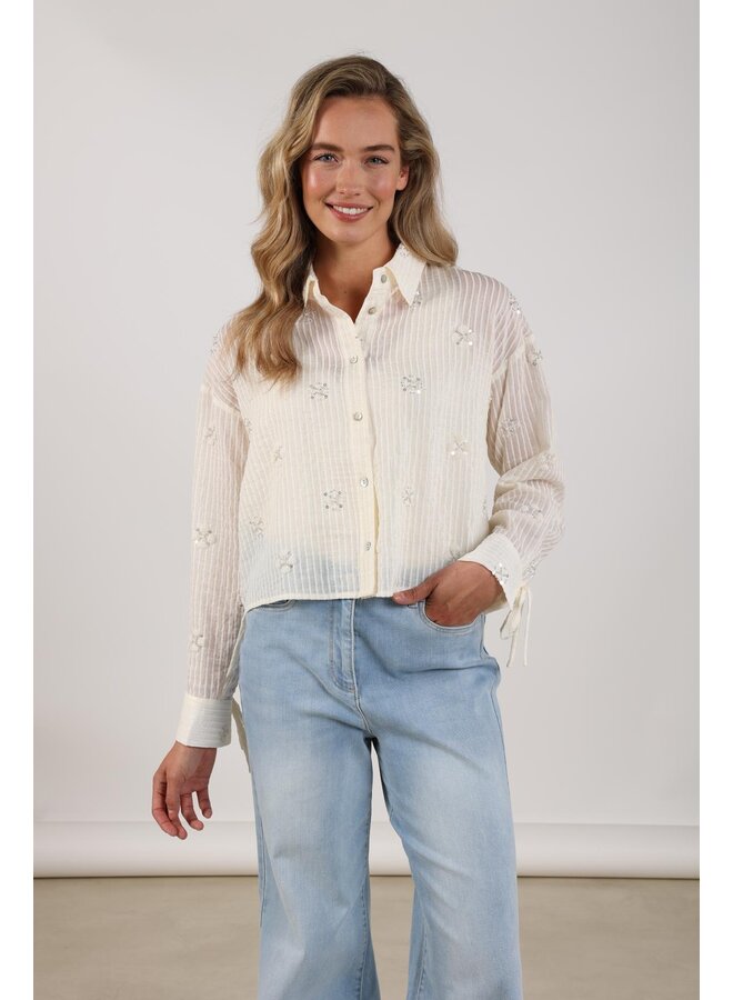 NKS02200 17 Nukus Bailey Blouse Beads Off White