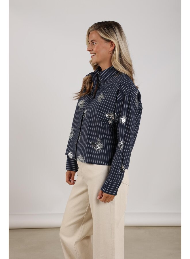 NKS02151 70 Nukus Tessa Blouse Paillet Navy