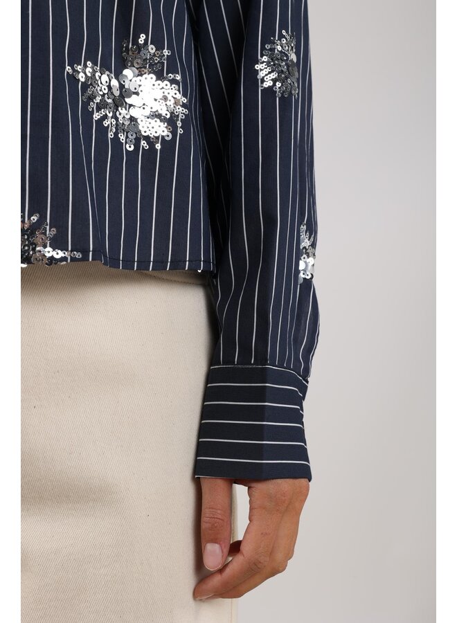 NKS02151 70 Nukus Tessa Blouse Paillet Navy