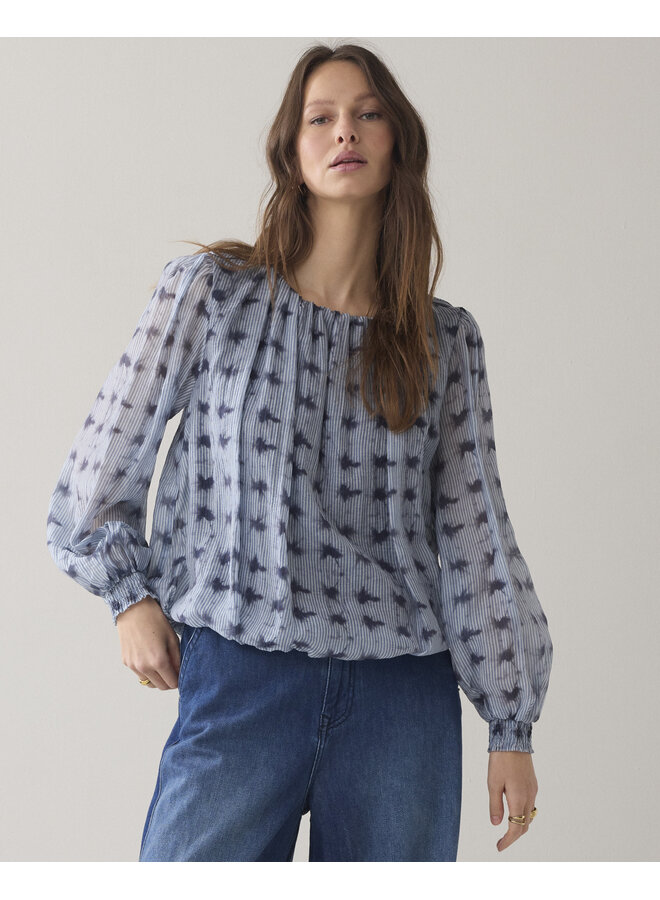 2s3457-12368 423 Summum Top Tie dye stripe  Softblue