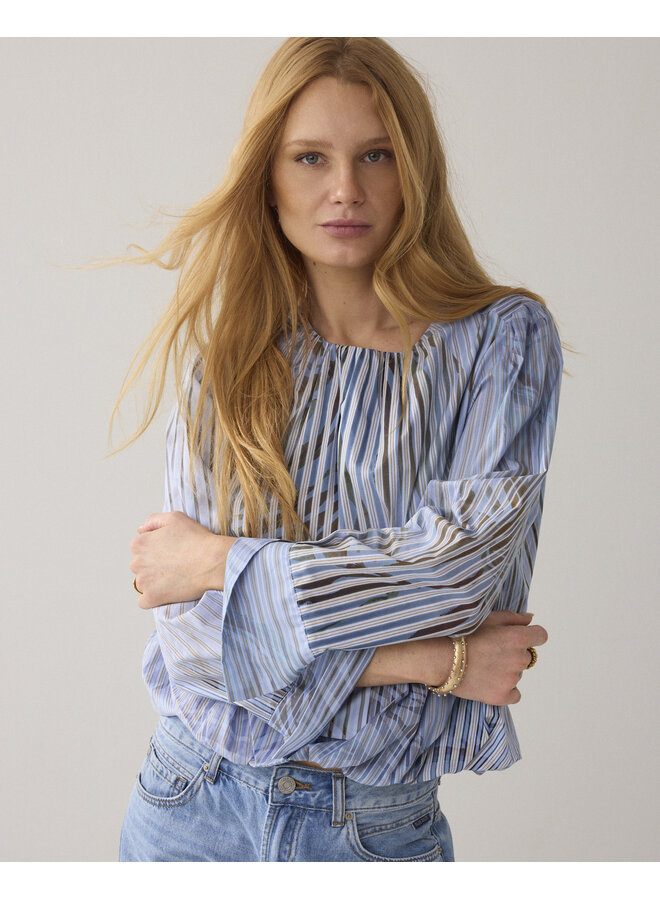 2s3450-12367 423 Summum Top Flowers and stripes  Softblue