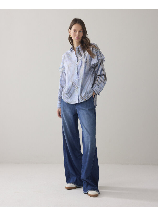 2s3429-12367 423 Summum Blouse Flowers and stripes  Softblue