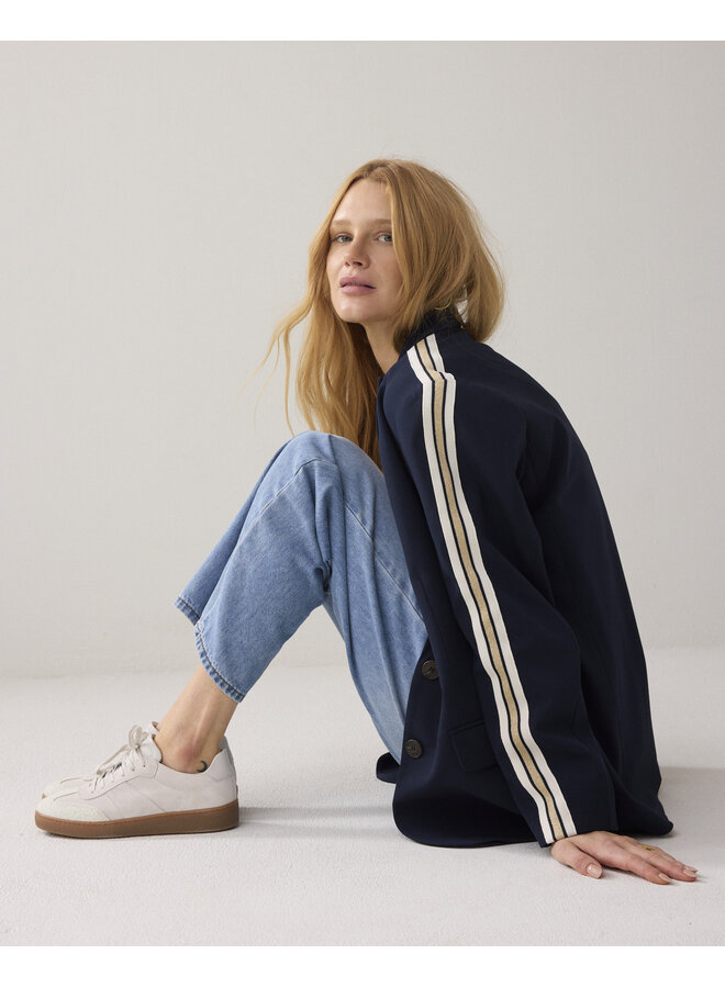 1s1283-12364 495 Summum Blazer with tape Viscose blend  Midnightblue