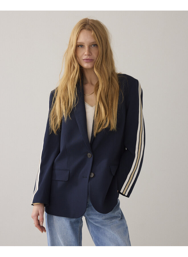 1s1283-12364 495 Summum Blazer with tape Viscose blend  Midnightblue