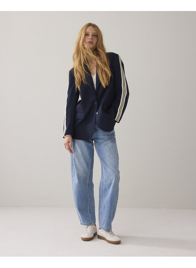 1s1283-12364 495 Summum Blazer with tape Viscose blend  Midnightblue