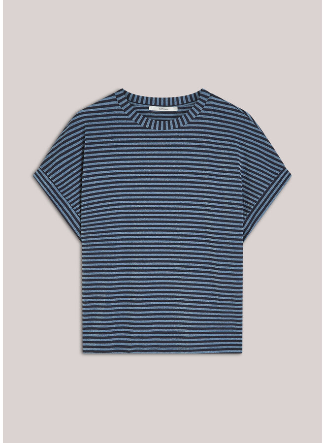 3s5258-30762 495 Summum Top Two tone lurex stripe  Midnightblue