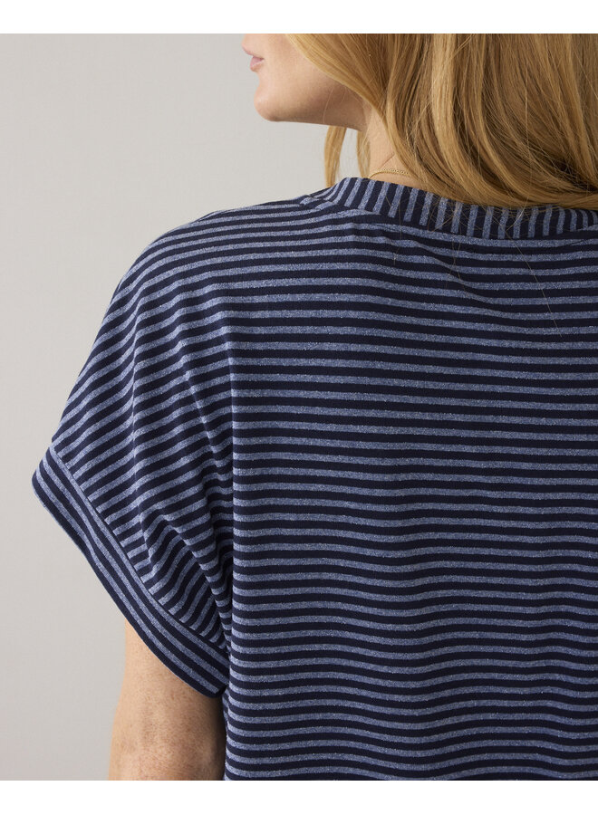 3s5258-30762 495 Summum Top Two tone lurex stripe  Midnightblue