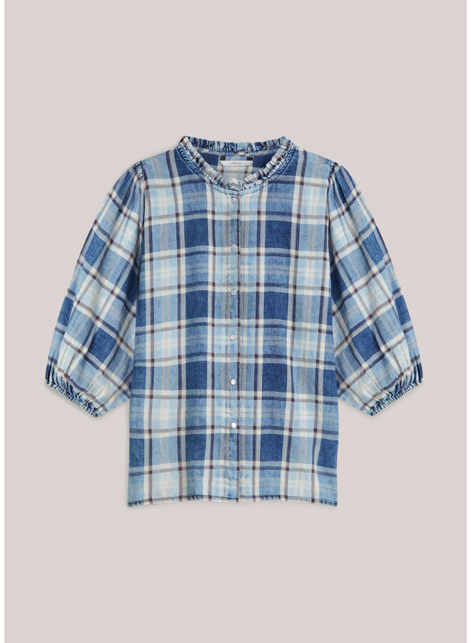 2s3405-12181 490 Summum Blouse Indigo check  Indigo