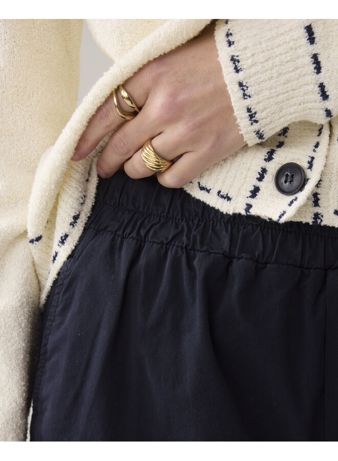 4s2909-12399 495 Summum Palazzo pant Combed stretch cotton  Midnightblue