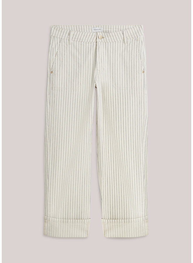 4s2918-12403 122 Summum Straight pant Yarn dyed stripe  Ivory