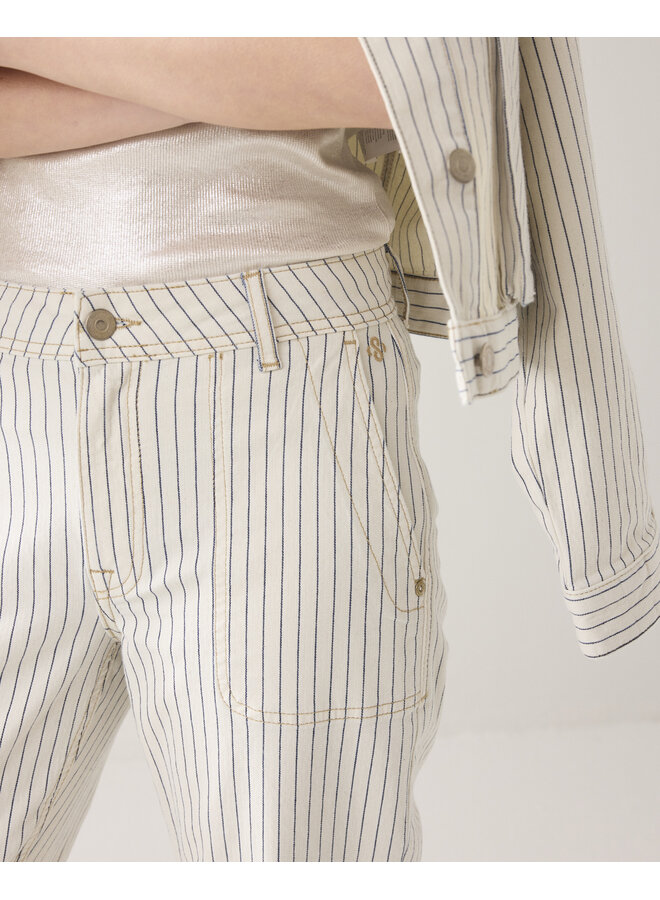 4s2918-12403 122 Summum Straight pant Yarn dyed stripe  Ivory