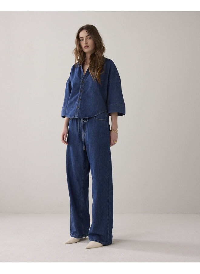 2s3346-5184 453 Summum Blouse denim kimono Light cotton twill  Denim