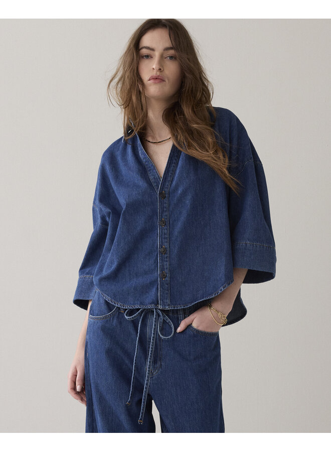 2s3346-5184 453 Summum Blouse denim kimono Light cotton twill  Denim