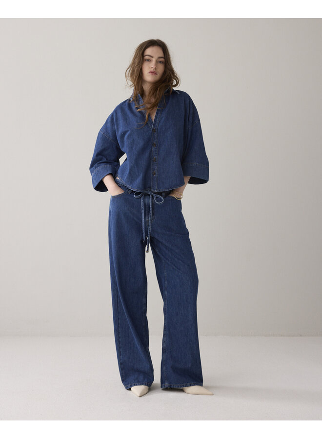 2s3346-5184 453 Summum Blouse denim kimono Light cotton twill  Denim