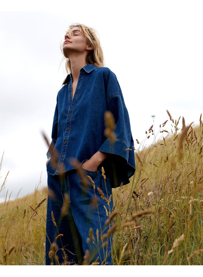 2s3346-5184 453 Summum Blouse denim kimono Light cotton twill  Denim