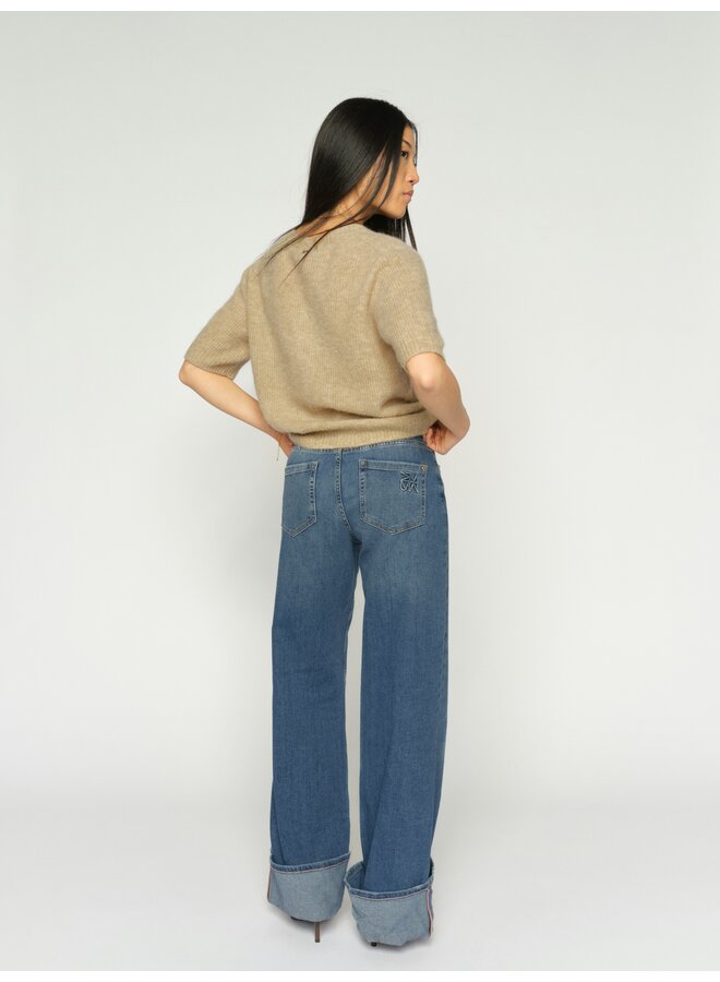 178360 493 MosMosh MMDara Turn-up Jeans Mid Blue